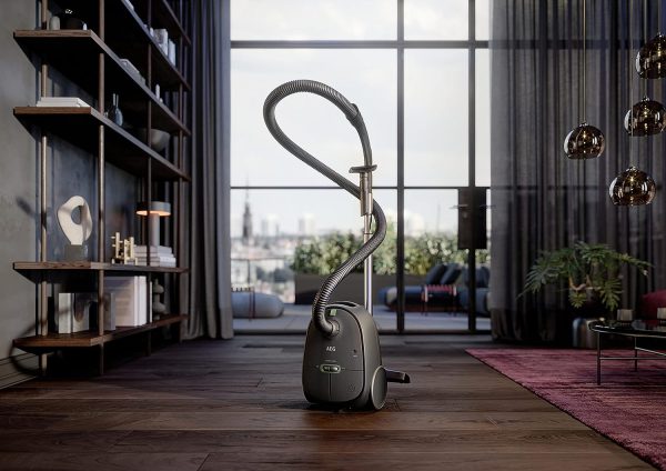 AEG Clean 6000 AB61C1OKO Eco Vacuum Cleaner, High Suction Power, Additional Nozzles, XL Wheels, Stainless Steel Telescopic Tube, 65% Recycled Material, 12 m Cable, 850 Watt, Accessories, Grey
